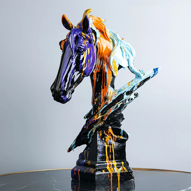 Nordic Art Splashing Colors Big Horse