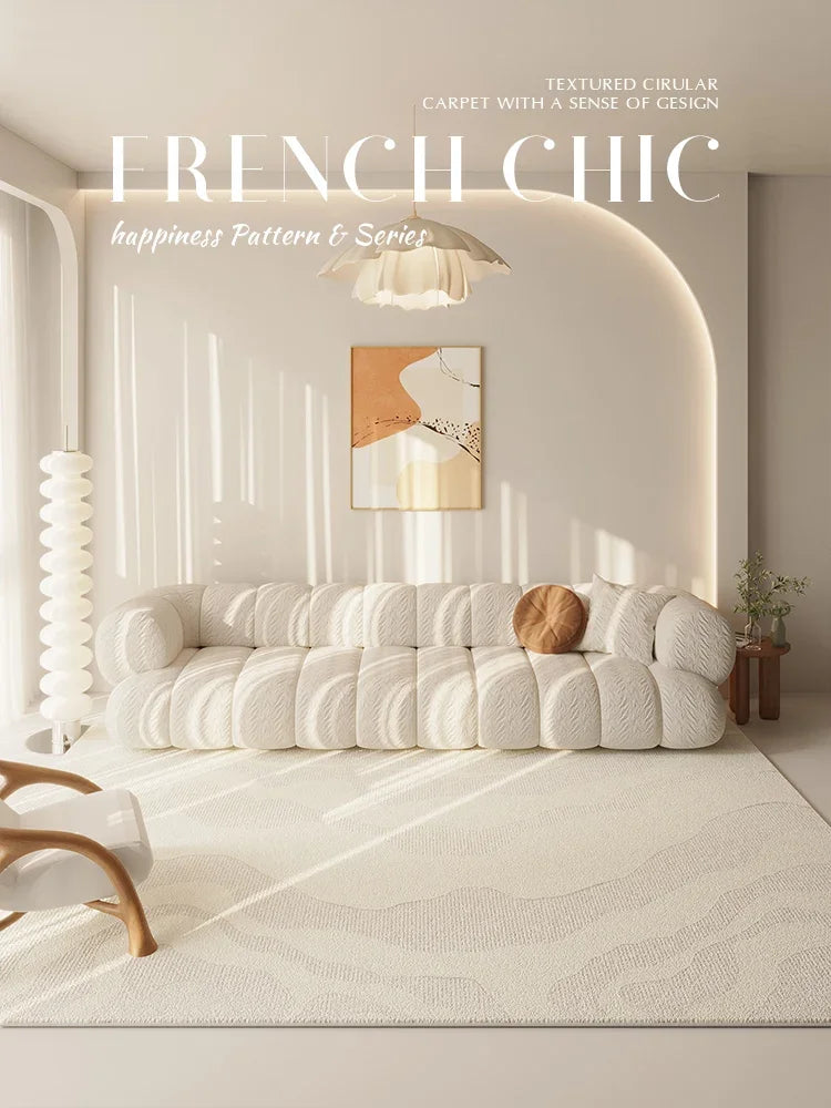 Cream Minimalist Striped Carpet