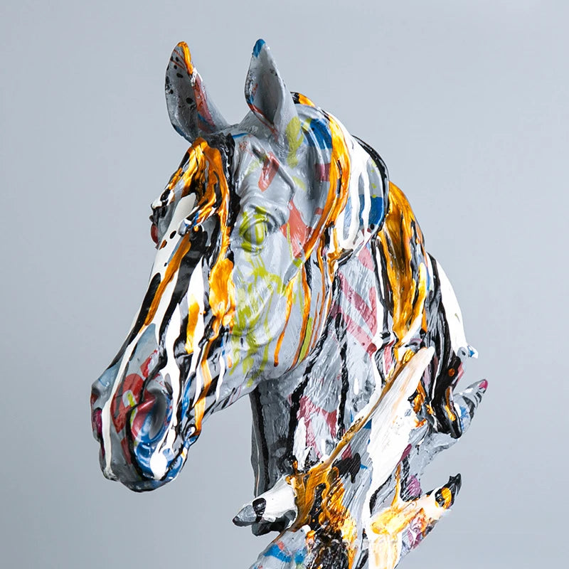 Nordic Art Splashing Colors Big Horse