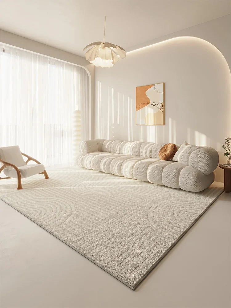 Cream Minimalist Striped Carpet